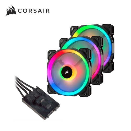 【含稅公司貨】海盜船CORSAIR LL120 120mm 雙光環RGB PWM機殼靜音三風扇+控制器 (黑色/白色)