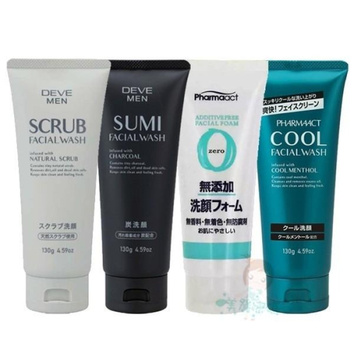 日本 KUMANO 熊野 無添加洗面乳/清爽涼感 DEVE MEN 男仕洗顏乳 炭/去角質 磨砂 130g【美麗密碼】