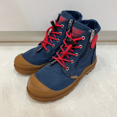 二手無原廠鞋盒 PALLADIUM PUDDLE 兒童鬆緊帶雙拉鍊防水軍靴 美規12號
