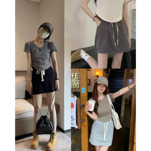 奈看服飾/慵懶風女孩怎麼穿都好看的H形高腰裙 三色可選