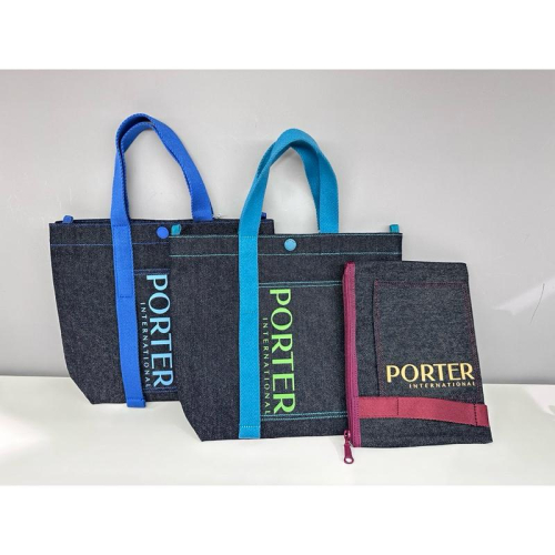 PORTER INTERNATIONAL 單寧DENI牛仔手提包+收納袋組 收納包 手拿包 11765 代購福袋