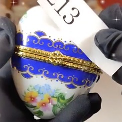 歐洲收藏Vintage花卉愛心陶瓷珠寶盒