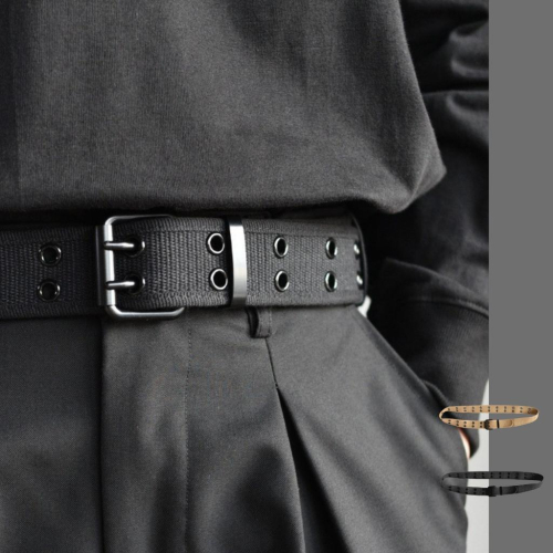台灣現貨 韓風 高品質 基礎款 雙扣 帆布腰帶 寬版 厚帆布 純色 belt 36腰以內