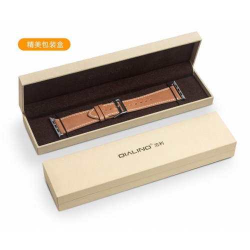 頭層牛皮 QIALINO 全手工定制 蘋果手錶3代iwatch錶帶真皮apple watch4真皮錶帶40mm 44mm