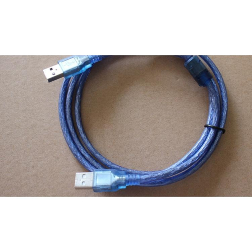 ??四月科技能源?1.5米USB公對公線USB2.0A/A數據線充電線透明藍帶編織純銅足米
