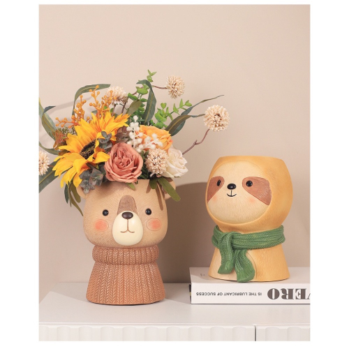 【Fm時尚家居】動物造型花盆 簡約歐式花盆 居家裝飾 收納擺件 樹懶 熊貓 小熊 獅子 動物造型花盆