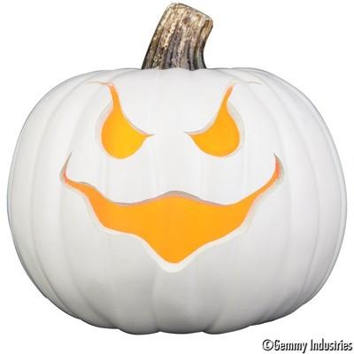 ☆瘋狂派對☆萬聖節布置.萬聖飾品.萬聖節南瓜/發光南瓜商品/南瓜燈/9吋邪惡臉南瓜(白色)(AC)