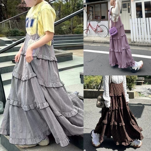 甜心貓?現貨。【Alley】by w closet 日本熱賣款可疊穿多層荷葉邊吊帶裙 三色均碼 連衣裙肩帶裙
