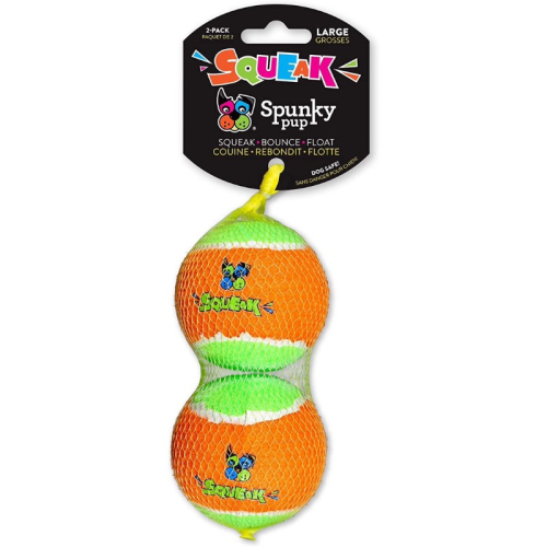 美國Spunky Pup Squeaky Tennis Balls 可浮水 寵物啾啾網球