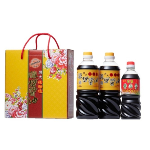 屏大薄鹽醬油禮盒(醬油710ml*2+醬油膏560ml*1)
