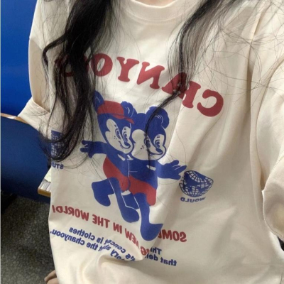 【三番雜貨屋】米奇熊熊起步走 純棉上衣 短袖 寬鬆美式復古 原宿慵懶風 日系少女感