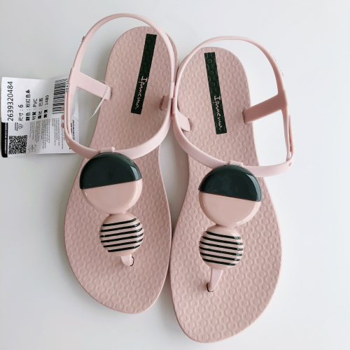 ?*Ipanema*巴西涼鞋(圓形幾何條紋 ELLA FEM T字 夾腳涼鞋) 粉 2639320484