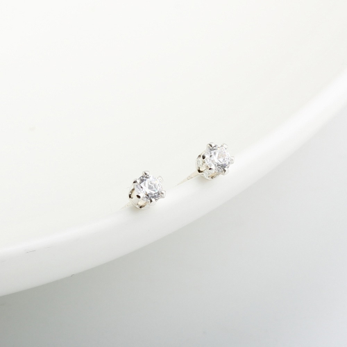 【Angel & Me】迷你 皇冠 3mm 瑞士單鑽 鑽石 s925 純銀耳環 耳夾