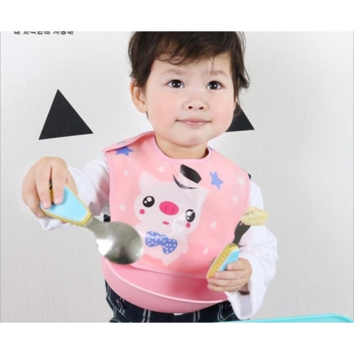 【可拆式立體圍兜】嬰幼兒立體防水eva圍兜/免洗飯衣/卡通分體可拆圍嘴一個35元(粉紅小豬)