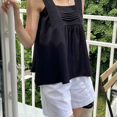 預購 正韓 泡泡棉方領背心-06/20截止