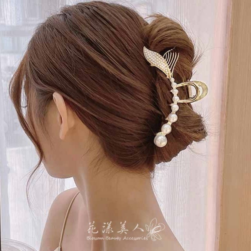 抓夾 鯊魚夾 珍珠抓夾 人魚尾抓夾 公主夾 髮夾 鯊魚夾 金屬風 ＊花漾美人＊嚴選