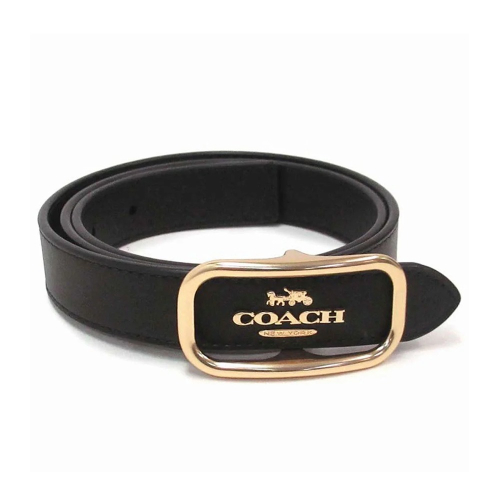 【COACH】金屬框素色腰帶/皮帶-黑
