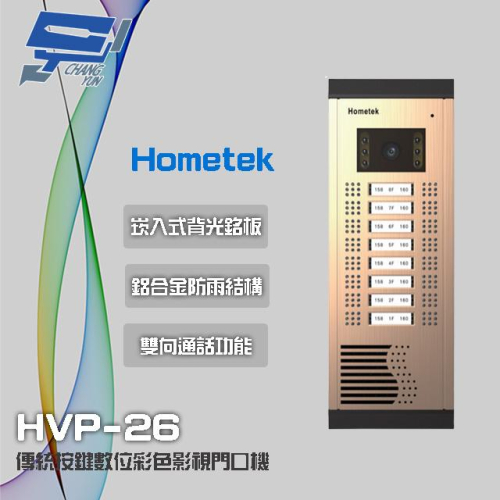 昌運監視器 Hometek HVP-26 16戶 傳統按鍵彩色影視門口機 鋁合金 防雨 雙向通話