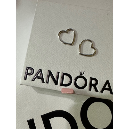 轉賣 Pandora 小型不對稱心型耳環圈 近全新
