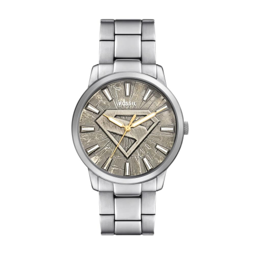 Fossil x Superman 英雄 S 限量聯名手錶 銀色不鏽鋼錶帶 42MM LE1207SET