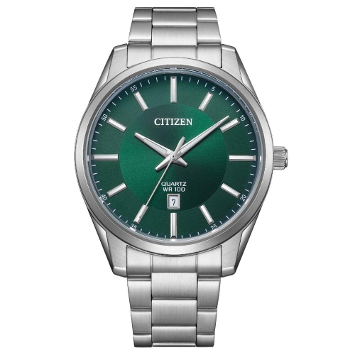 CITIZEN 星辰 簡約三針大鏡面綠色石英腕錶 BI1031-51Z 附提袋