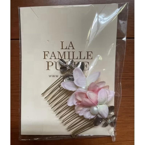 全新 PUREE 韓國髮飾 配色花朵珍珠金屬髮簪 伴娘 新娘小物