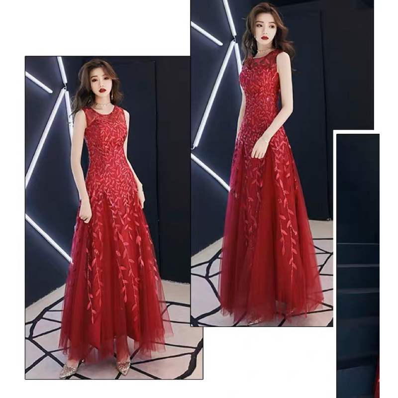 ?心儀 現貨在台，大紅S 敬酒服 新娘 結婚 回門 連衣裙 禮服 顯瘦 長裙 洋裝 婚宴 尾牙 春酒 主持人