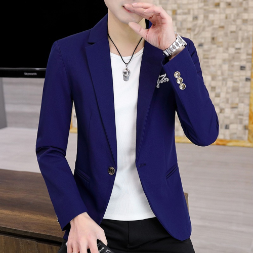 春秋季西服男士新款潮流休閑純色外套韓版修身單件上衣便服小西裝