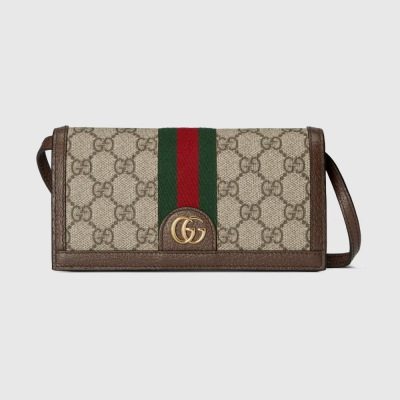 二手99新Gucci古馳女包米色Ophidia系列GG迷你錢夾式單肩包腰包723619