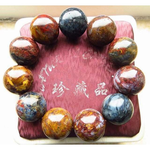 稀有珍藏品彩色特大咪天然納米比亞AAA級藍彼得石手鍊手鏈手珠手環佛珠手串19mm/118g珠寶玉石寶石首飾飾品專櫃精品