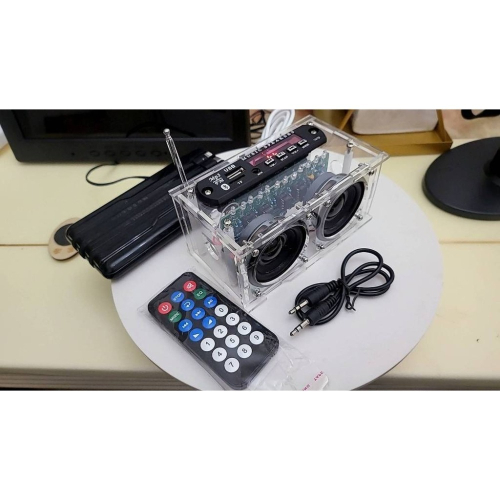 台中現貨新款HU-075收音機DIY套件零件包 功放帶頻譜 FM FM收音USB TF AUX音頻線插口