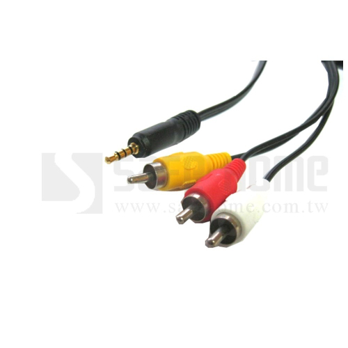 3.5mm MP4/MP5 耳機孔輸出的設備專用影音輸出線3.5轉AV(影像聲音) 1.5M！CA1505