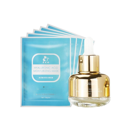 嚐鮮特惠價【依洛嘉】修護保濕套組 杏仁酸植萃亮顏精華30ml*1入+玻尿酸保濕水嫩面膜5片入
