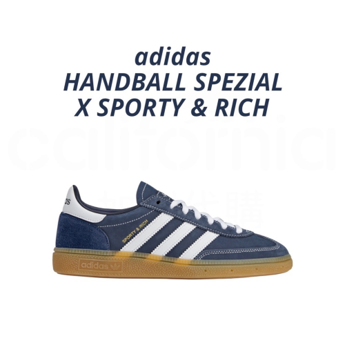 ?adidas HANDBALL SPEZIAL SPORTY & RICH 聯名款休閒鞋 藍白色｜牛仔藍｜白色｜焦糖
