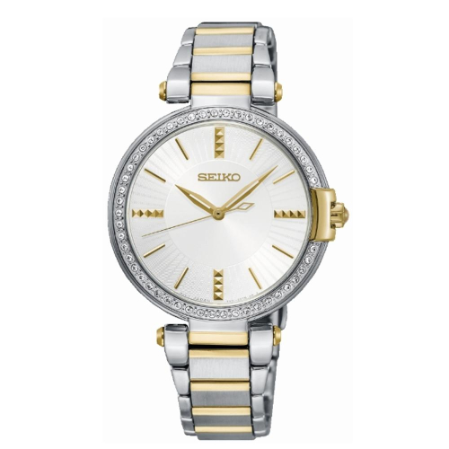 SEIKO 精工 CS系列名媛晶鑽女錶 送禮推薦-銀x雙色/32mm (SRZ516P1/7N01-0KH0K)