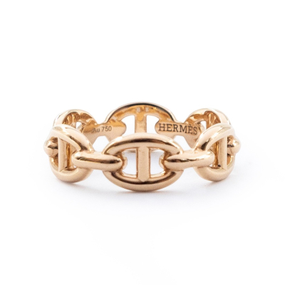 【HERMES 愛馬仕】 HERMES 豬鼻子玫瑰金戒指 (52) __DVSHOP 保證正貨 台灣現貨不用等