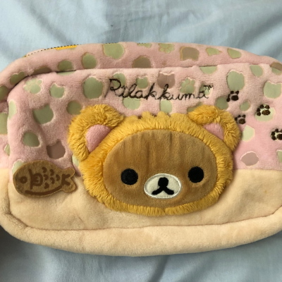 Rilakkuma 小熊粉紅軟布化妝包