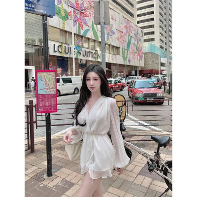 W.A.N.Y.I 法式仙女風V領雪紡連衣裙