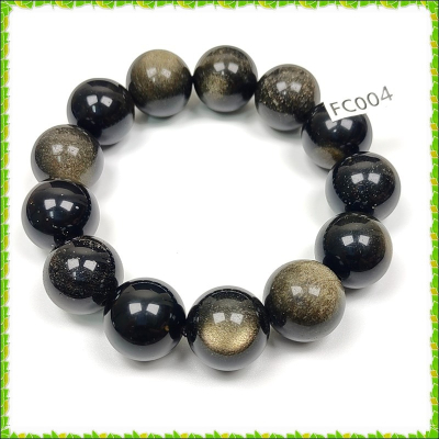 【彼啦能量館】黑曜石手珠 金曜眼 貓眼 17MM FC004