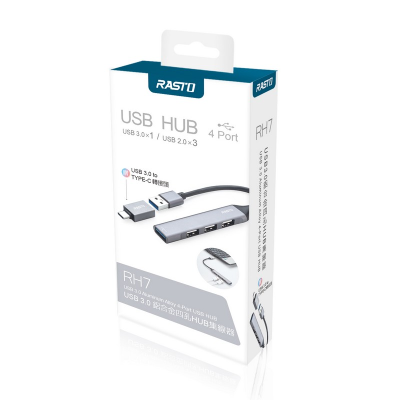RASTO RH7 USB 3.0鋁合金四孔HUB集線器