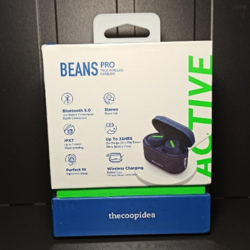 【thecoopidea】BEANS PRO 真無線藍牙耳機 藍色 IPX7防水/支援無線充電/藍芽5.0連接 交換禮物