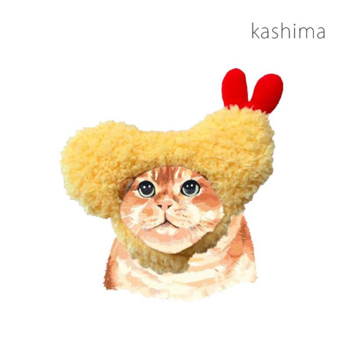 HOMIA??日本Kashima天婦羅寵物帽子可愛搞笑變裝頭套炸蝦頭飾法鬥柴犬柯基貓咪狗狗