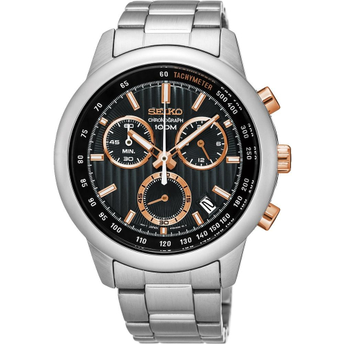 SEIKO CS系列 突擊隊計時碼錶(SSB215P1)-黑x玫塊金/42mm