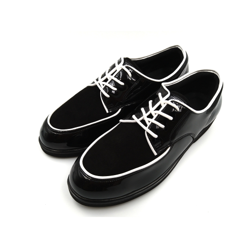 ELEFUNK ＂CA-204＂ 經典黑白亮皮X翻毛皮拼接FUNKY SHOES復古鞋 HUSH PUPPIES可參考
