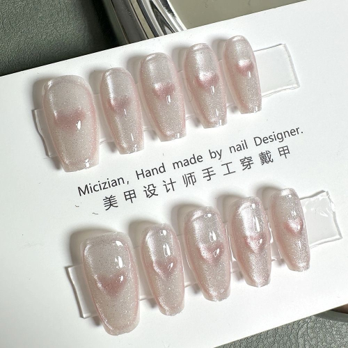《預購》貓眼穿戴甲合集愛心白月光 純手工穿戴美甲片假指甲貼片