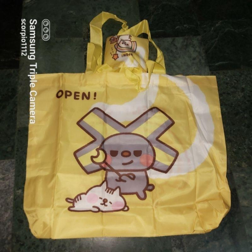 卡娜赫拉 open將 lock醬 摺疊購物袋 please美眉 小桃 黃色 藍色