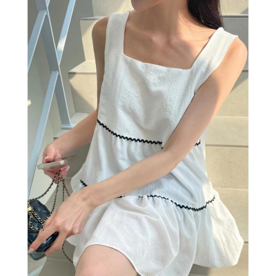 ⭐?? ?????⭐️ 現貨實拍 波浪織帶背心短洋 (預購)