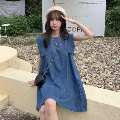 ⭐?? ?????⭐️ 現貨實拍 剪裁拼接牛仔洋裝 ((有口袋)) (預購)