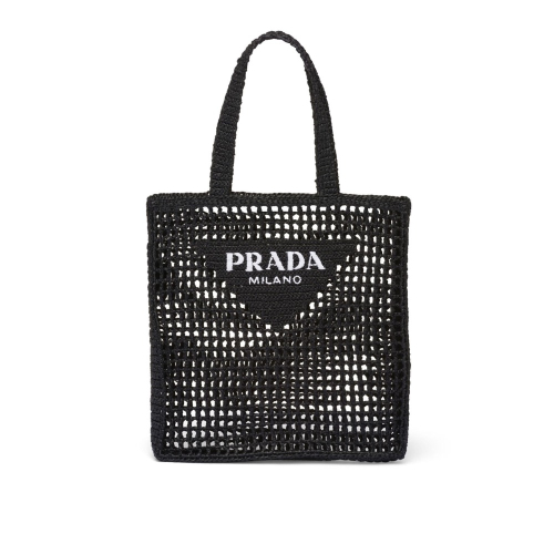 PRADA logo拉菲草編織手袋