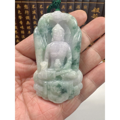 天然翡翠A貨-八大守護神阿彌陀佛立體厚庄掛件 商品編號071103
